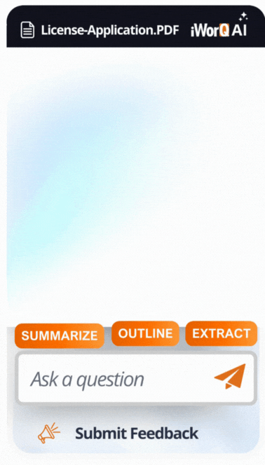 Animated Chat box showing iWorQ AI message bubbles for Pre-Built Prompts