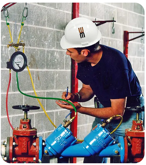 An inspection being conducted on a cross-connection device.